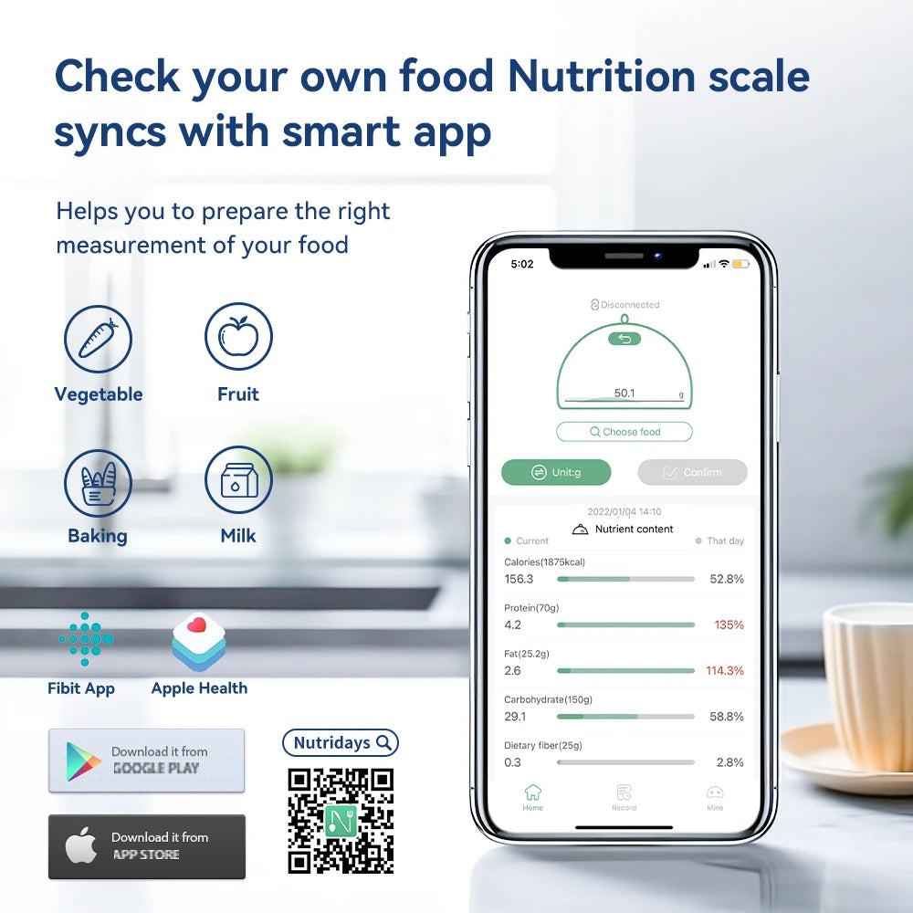 NutriScale Plus: Smart Digital Kitchen Scale with App